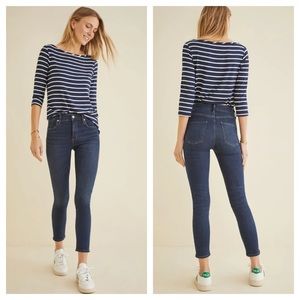 AGOLDE x Amour Vert Sophie High Rise Skinny Ankle Crop Jeans Lapis Dark Wash 24